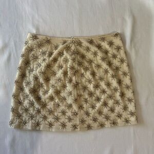 Club Monaco Cream Mini Skirt with Floral Pattern
